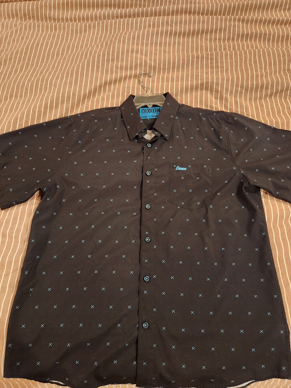 DIXXON XL 'The Finney' Black And Teal Short Sleeve Button-Down Shirt